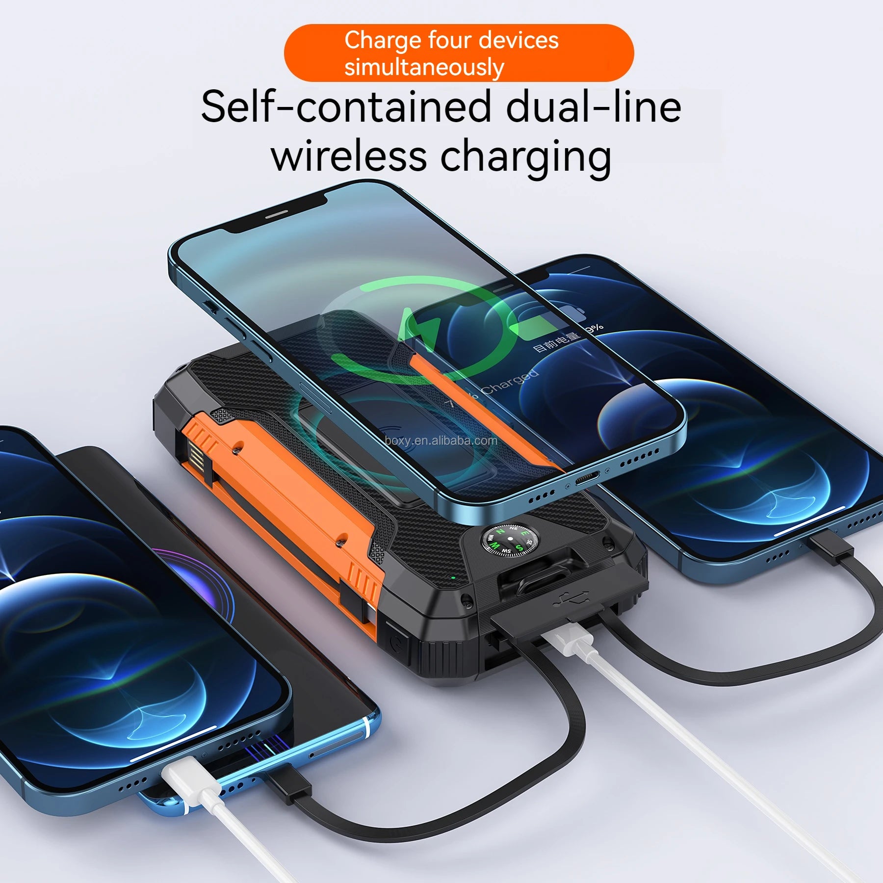 OEM Factory Wholesale 30000mAh Solar Power Bank 22.5W PD20W  Wireless 15W Fast Charge Portable Solar Panel Power Bank for Phone