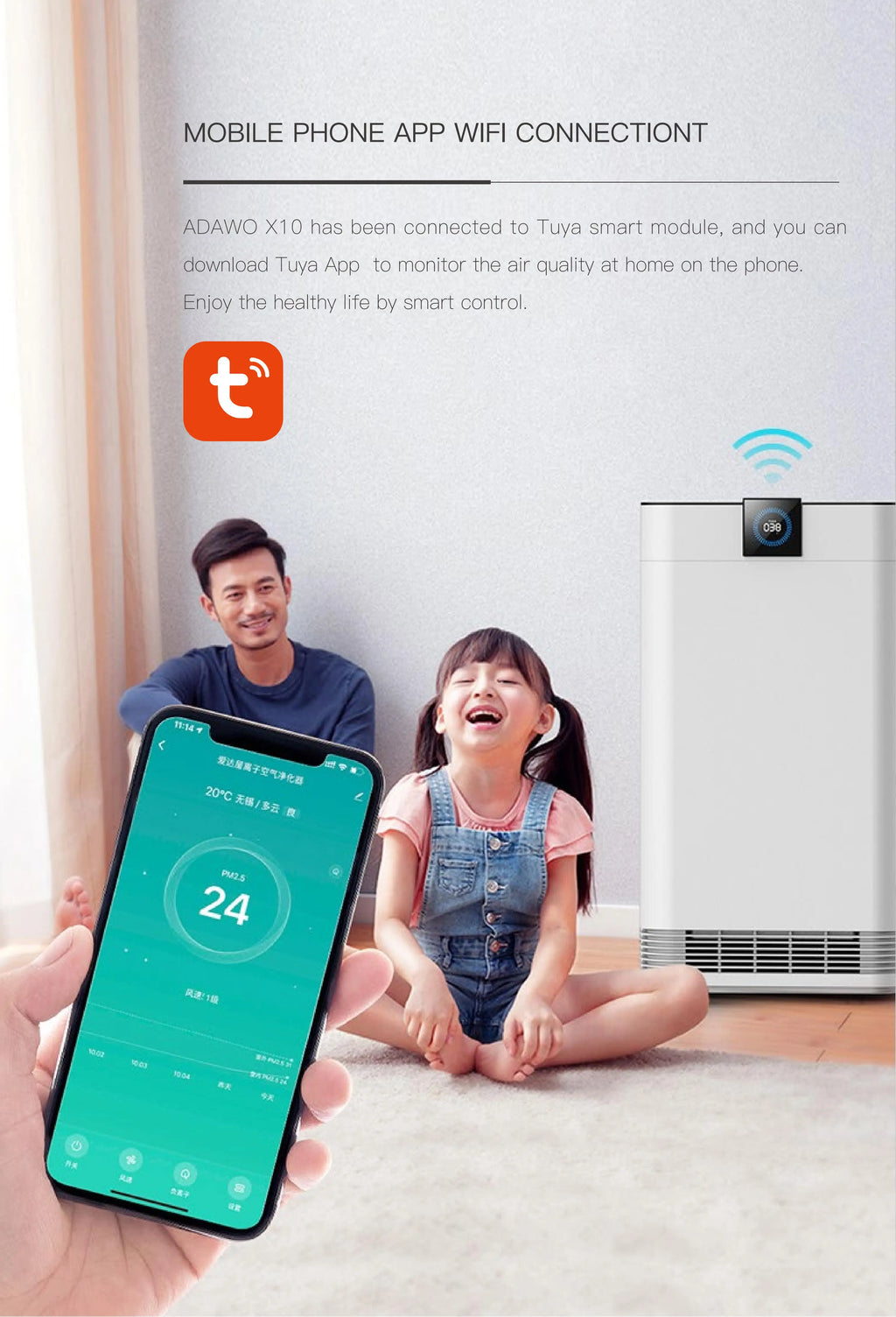 Hot Sale Ce Large Smart Home Ion Wifi Esp Hepa Air Purifier Airpurifier for Hotel Hospital