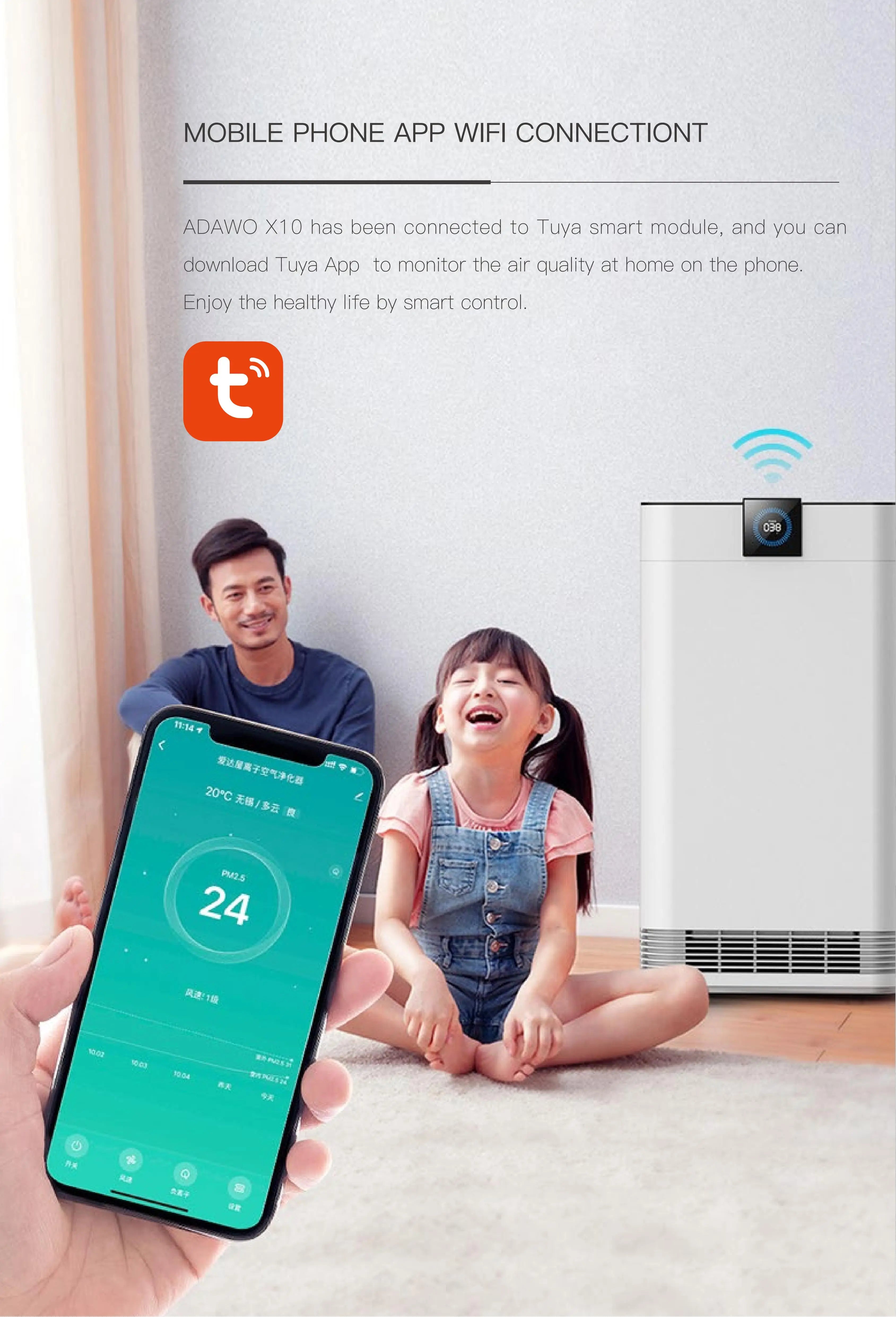 Hot Sale Ce Large Smart Home Ion Wifi Esp Hepa Air Purifier Airpurifier for Hotel Hospital