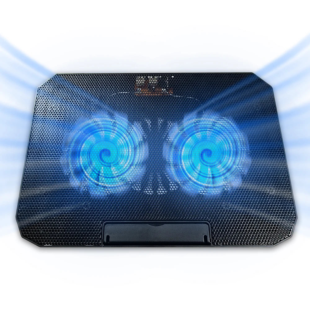 RGB Double Fan 14CM Air-Cooled Gaming Laptop Cooling Pad-USB Powered PWM Adjustable Stand with Plastic Notebook Holder in Stock