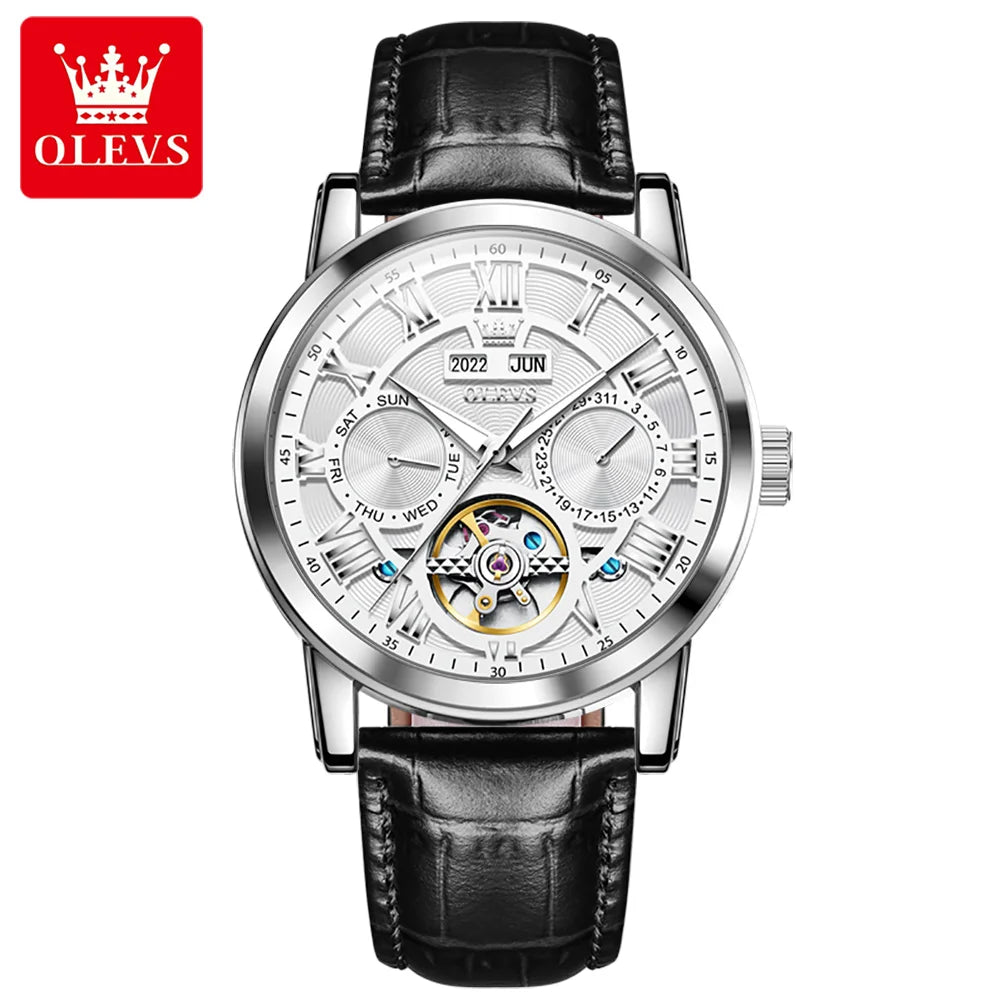 Hot OLEVS 6668 Men's Watches Original Quartz Watch Waterproof Luminous Stainless Steel Wristwatch Male Week Date Hours