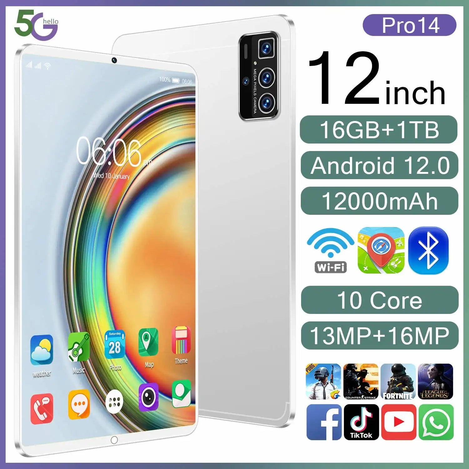 2024 Smart 4G Tablet the Ultimate Device with 16GB RAM 256GB Storage Octa Core MTK Processor Educational Use for Office Leisure