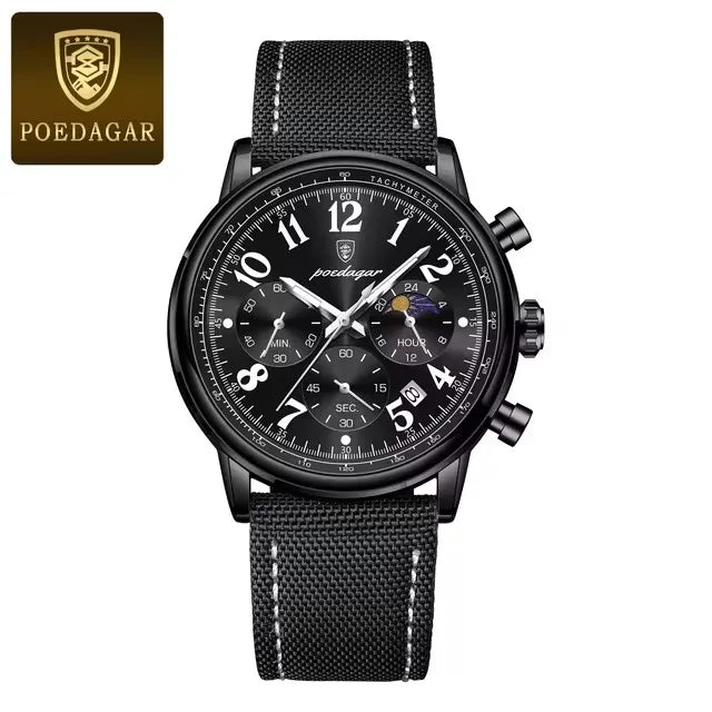 POEDAGAR Men's  Watches 808 Leather Creative Watches Men Wrist Hot Sale Luxury Creative Men Watch Movement  Montre Homme