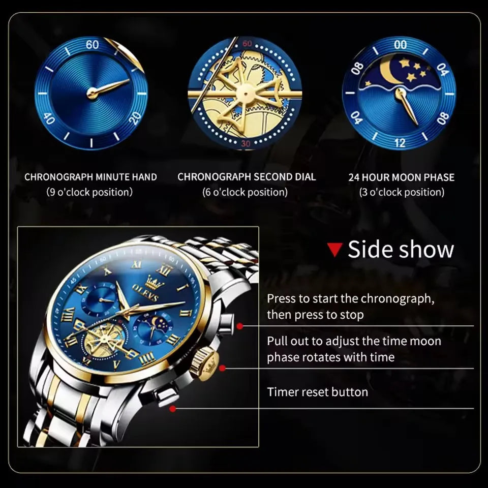 OLEVS 2859 Top Band Men's Watches Classic Roman Scale Dial Luxury Wrist Watch for Men Hot Quartz Waterproof Luminous Male