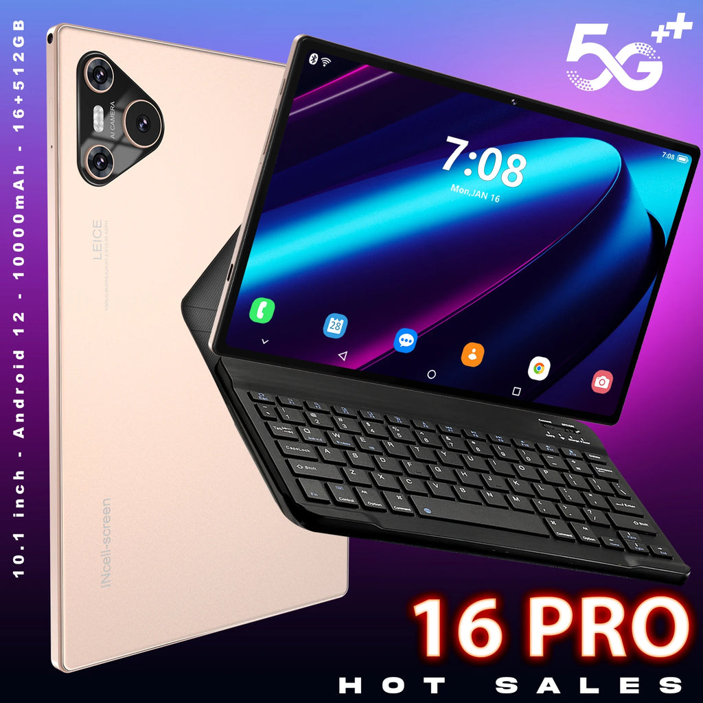 Dual Sim+sd Expandable Pad 16 Pro 5g 10.1'' 2560*1600 16gb+1tb 10000mah 8mp+16mp Android 14 Gps 8 Gen3 Tablet