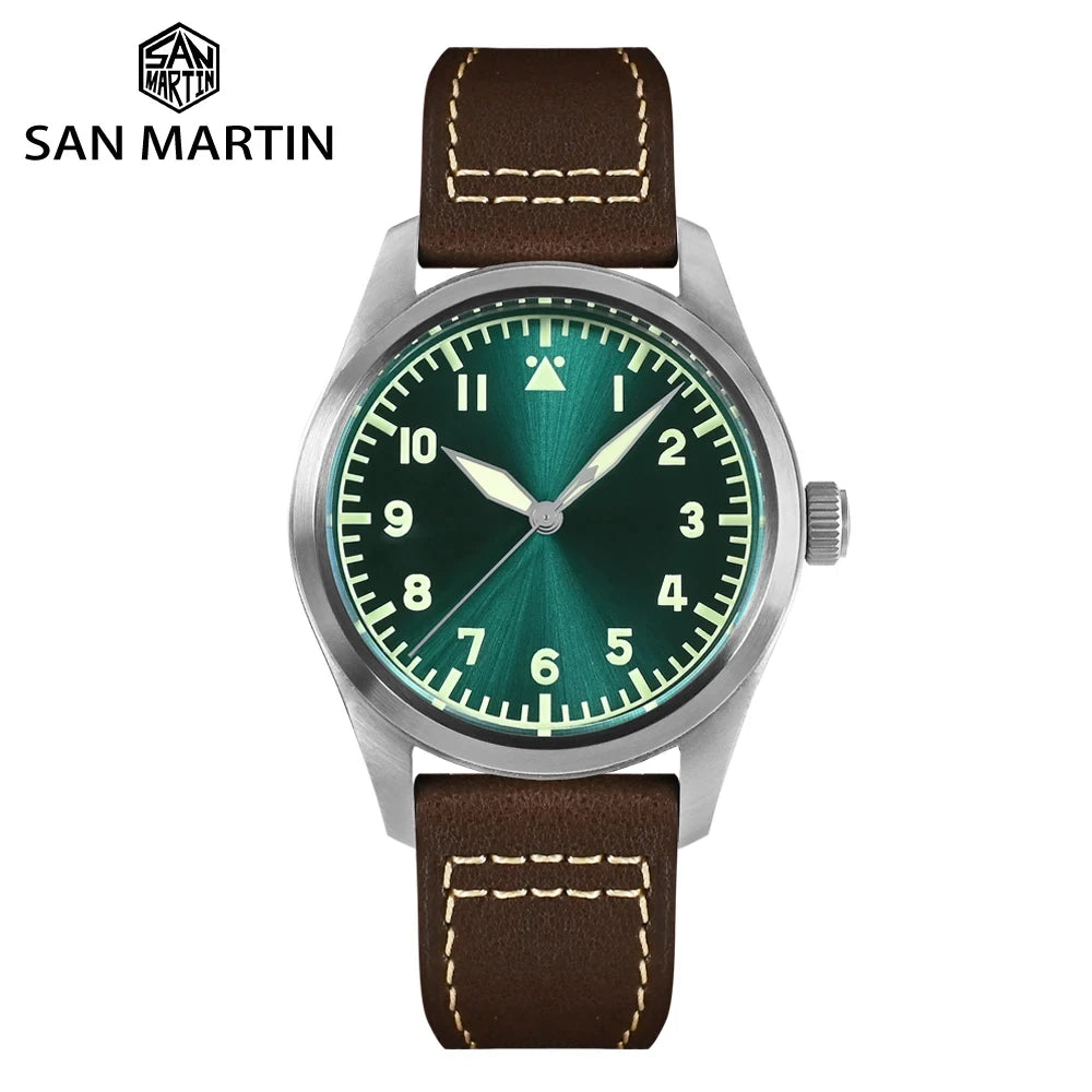 San Martin SN031-G2 Men's Watches Pilot YN55 Simple Sunray Dial Automatic Mechanical Wristwatch Waterproof 200m Luminous Relojes