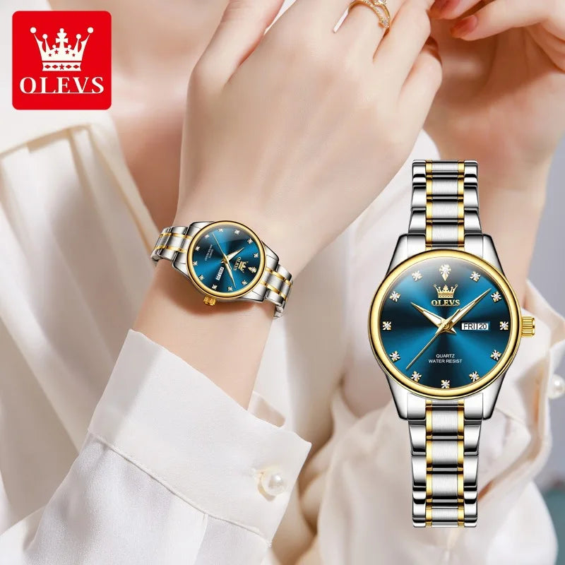 OLEVS 3612 Popular Brand Quartz Wrist Watch Classic Charm Styles Waterproof Stainless Steel Luminous Business Women's Watches