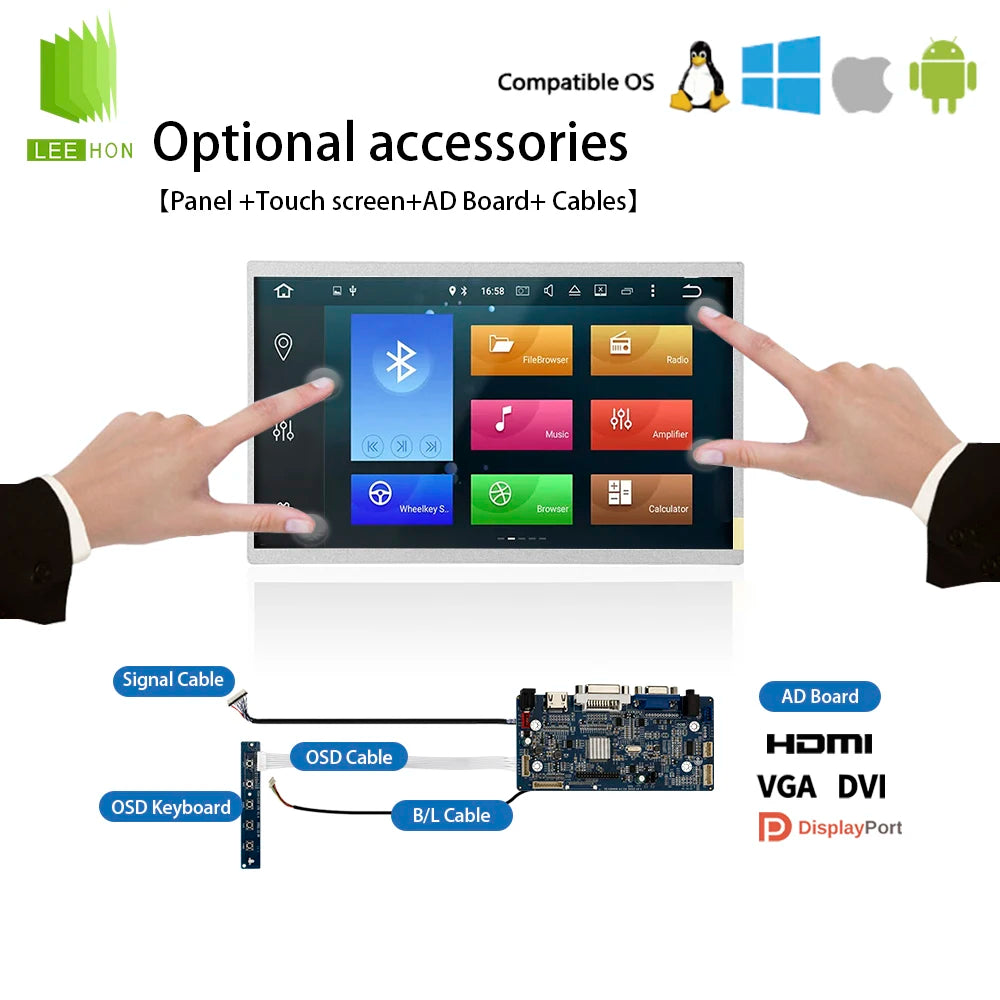 Original AUO 10.1'' 1024*600 LCD Display Smart Home Central Control Panel 10.1 Inch LCD Modules