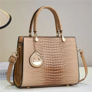 2026 Large Capacity Handbag, Lizard Pattern, Glossy Leather, High-end Feeling, Cross-border Minimalist Women's Bag