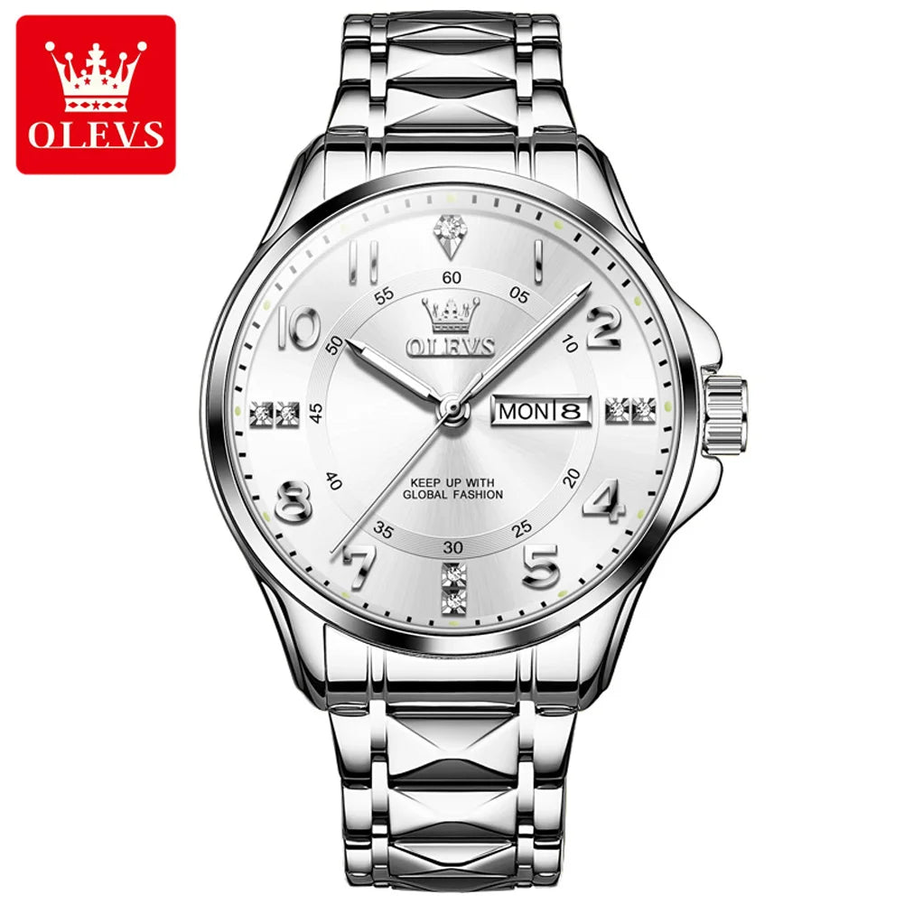 OLEVS 2910 New Luxury Quartz Watch 40mm Diamond Number Dial Men's Watches Waterproof Luminous Calendar Man Smartwatches