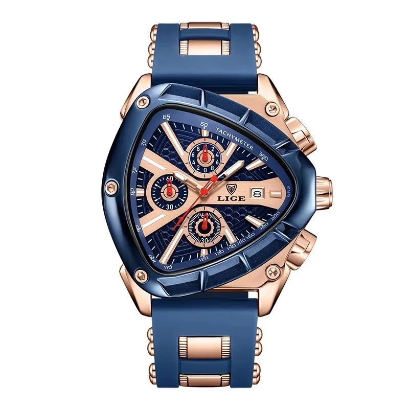 89103 Men's Watches LIGE Top Band Luxury Quartz Watches Creative Triangle Sports Chronograph Watch for Man Waterproof Male Clock