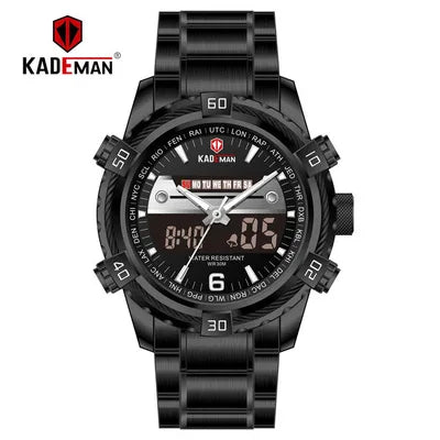 KADEMAN K6173 Waterproof Digital Men's Watches Luxury Quartz Gold Stainless Steel Wristwatch Fashion Business Watch