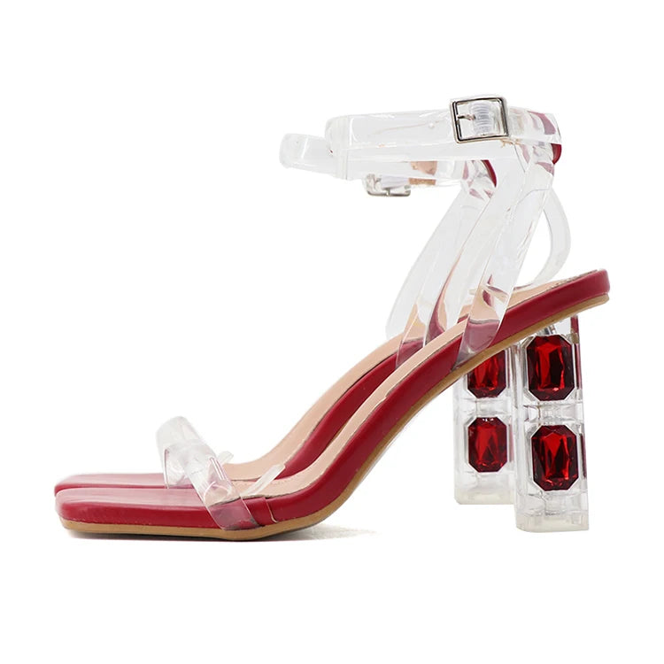 Y New Arrivals Europe the United States Crystal High Heels Shoes for Lady Female Women Pumps Heeled Sandals OEM Customized