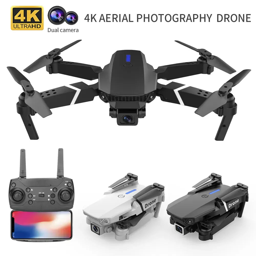 2025 E88 4k UHD Mini Remote Camera  WiFi GPS  FPV  Altitude Hold  Rc Remote Controller Quadcopter  Kids Drone Dron