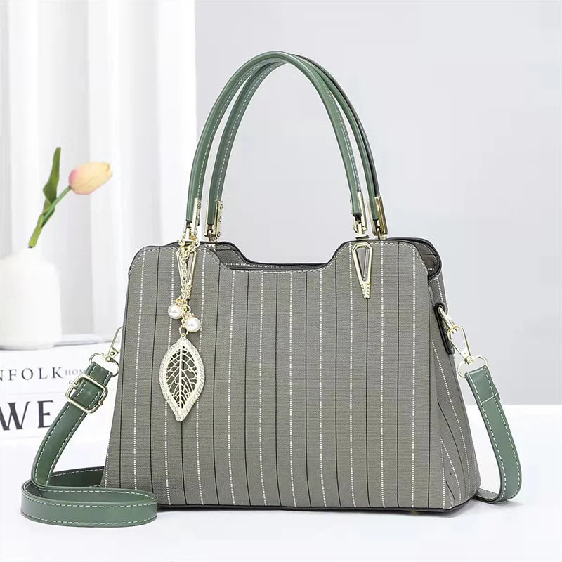 2022 Fashion Striped Bag Triple Pockets Large Capacity Women's Bags Ladies Bags Handbag