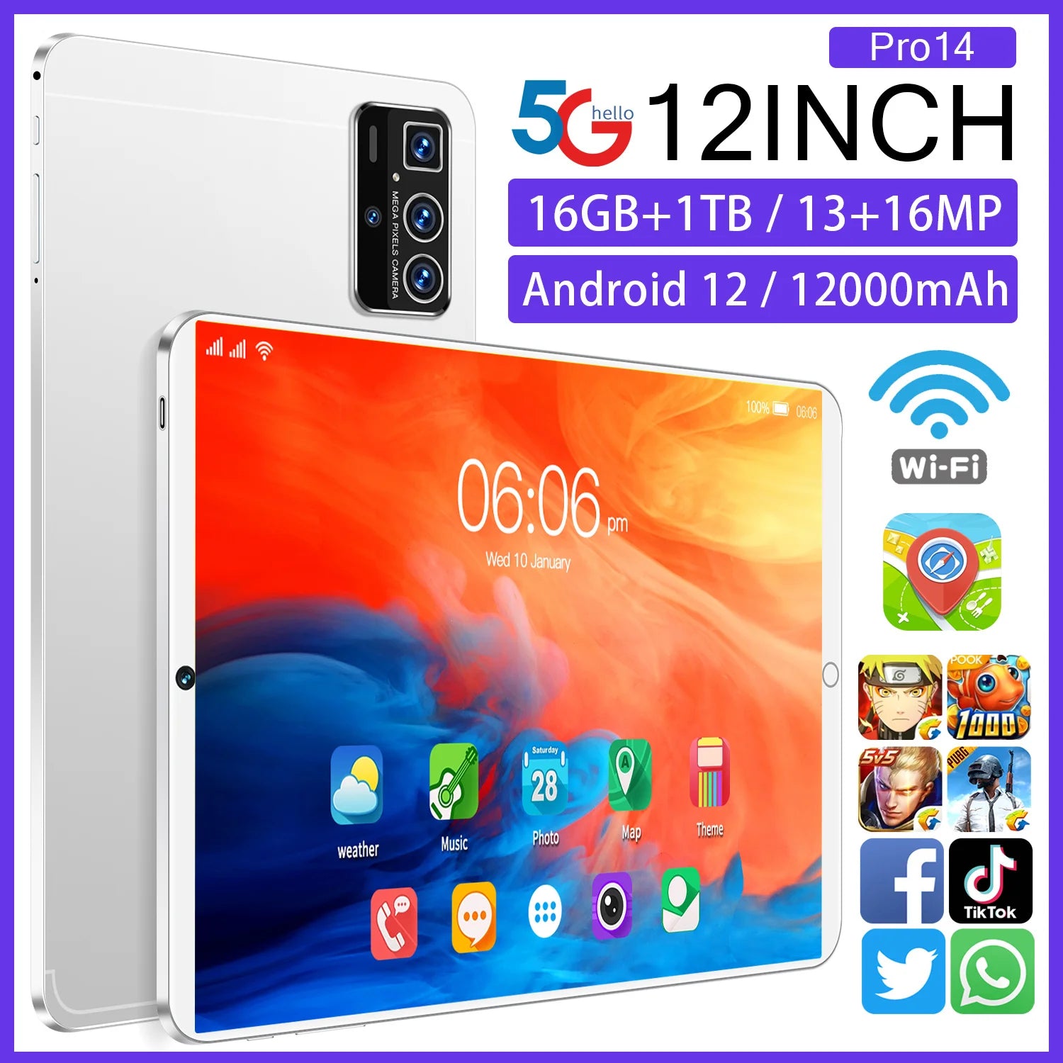 Truly High Quality 2025 New Design Hot Sale Pad 14 Pro  Tablet Low Price High Quality  Dual SIM Card Easy to Use Game