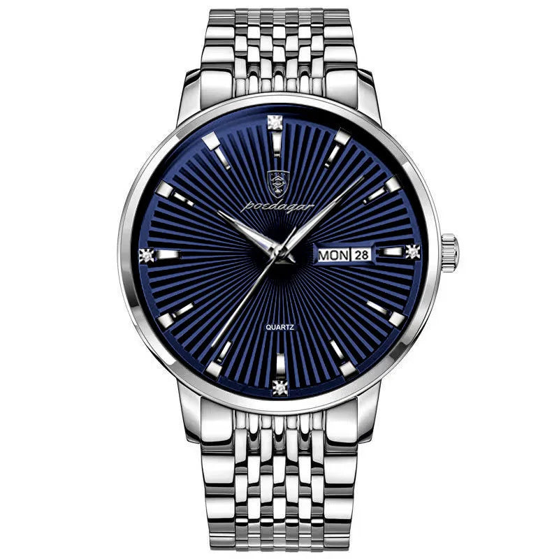 Luxury POEDAGAR 994 Men Watch Business Men's Watches Waterproof Luminous Day Week Stainless Steel Quartz Wristwatches Man Reloj