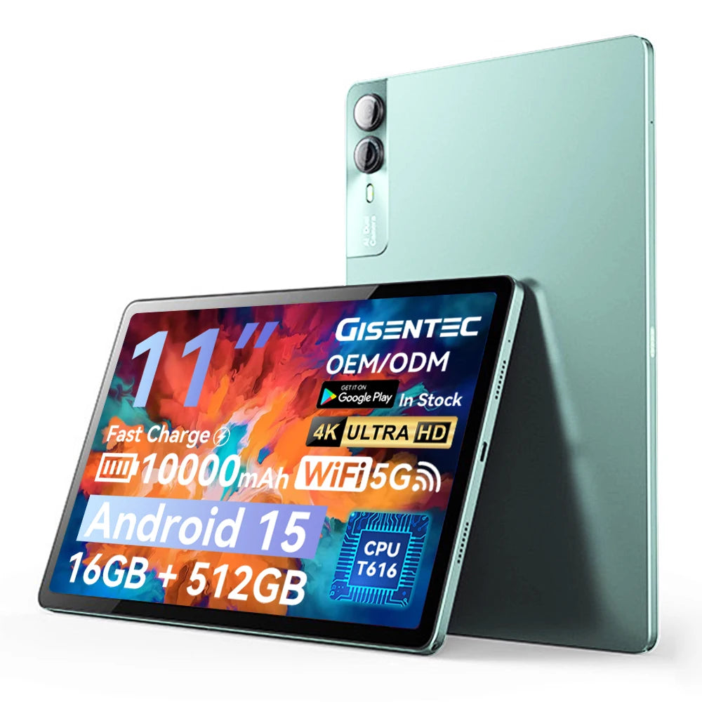 Brand High Quality Android 15 11" 16GB +512GB Dual Sim Card 2in1 Laptop 4G 5G Tablet PC Computer Tablette Tableta with Keyboard