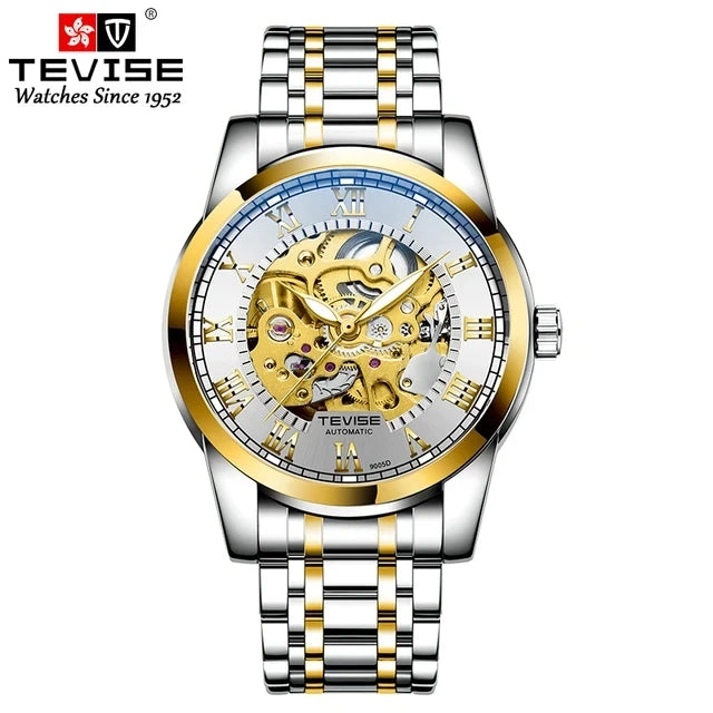 TEVISE T9005D Charm Hollow Luminous Automatic Life Waterproof 9005D Mechanical Luxury Stainless Steel Strap Men's Watches