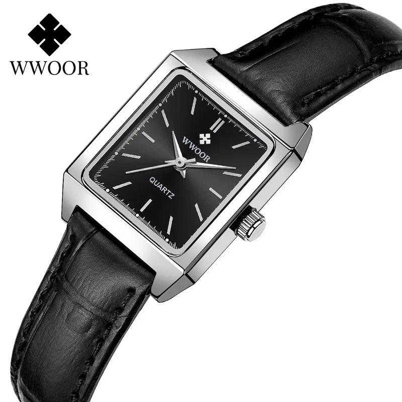 WWOOR 8850 Watches for Women Watches for Girls New Fashion Waterproof Luminous Leather Women's Watches Clock