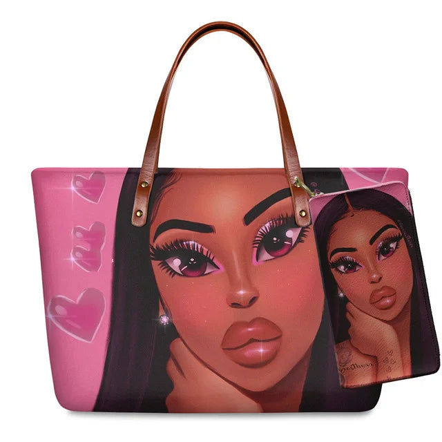 Young Ladies Handbags Black Art American African Girls Printed Popular Hand Bags Women Handbags Lady Fashion Designers Handbags