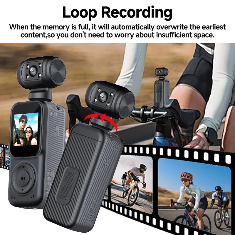 4K Action Camcorder Full HD Driver Mini Motorcycle Helmet Sports Ultra Dv Body Worn Camera for Travel Vlog