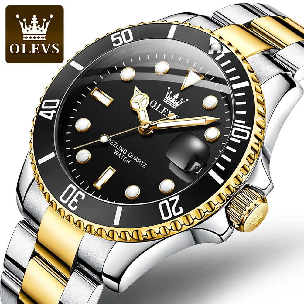 OLEVS 5885 Men's Watches Movement Watch Male Steel Waterproof Business Fashion Date Week Wrist Watch for Men