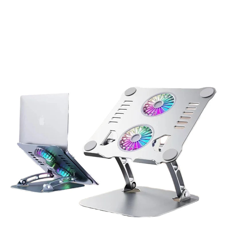 Foldable  Aluminum 360 Rotation Laptop Stand With Cooling Fan Ergonomic Adjustable  Laptop Holder for Office Business Gifts