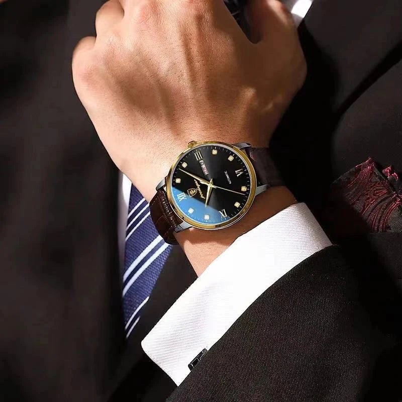 POEDAGAR Men's Watches 856 Top Luxury Men Wrist Watch Leather Quartz Watch Sports Waterproof Man Clock Relogio Masculino