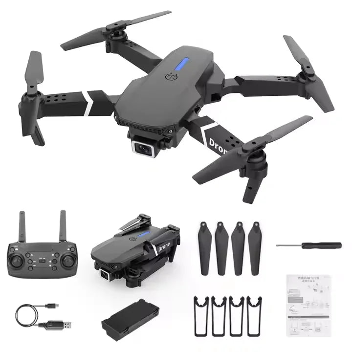 2025 E88 4k UHD Mini Remote Camera  WiFi GPS  FPV  Altitude Hold  Rc Remote Controller Quadcopter  Kids Drone Dron
