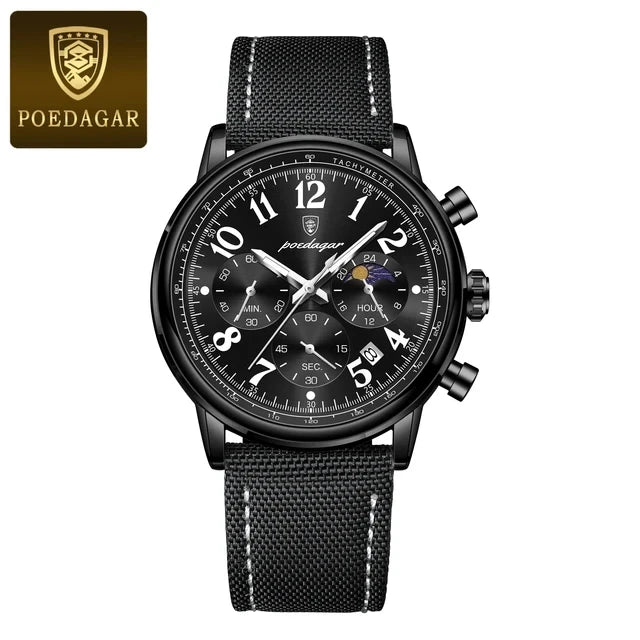 2026 New POEDAGAR 808 Luxury Men Clock Waterproof Luminous Chronograph Men's Watches Quartz Nylon Leather Sports Watches for Men