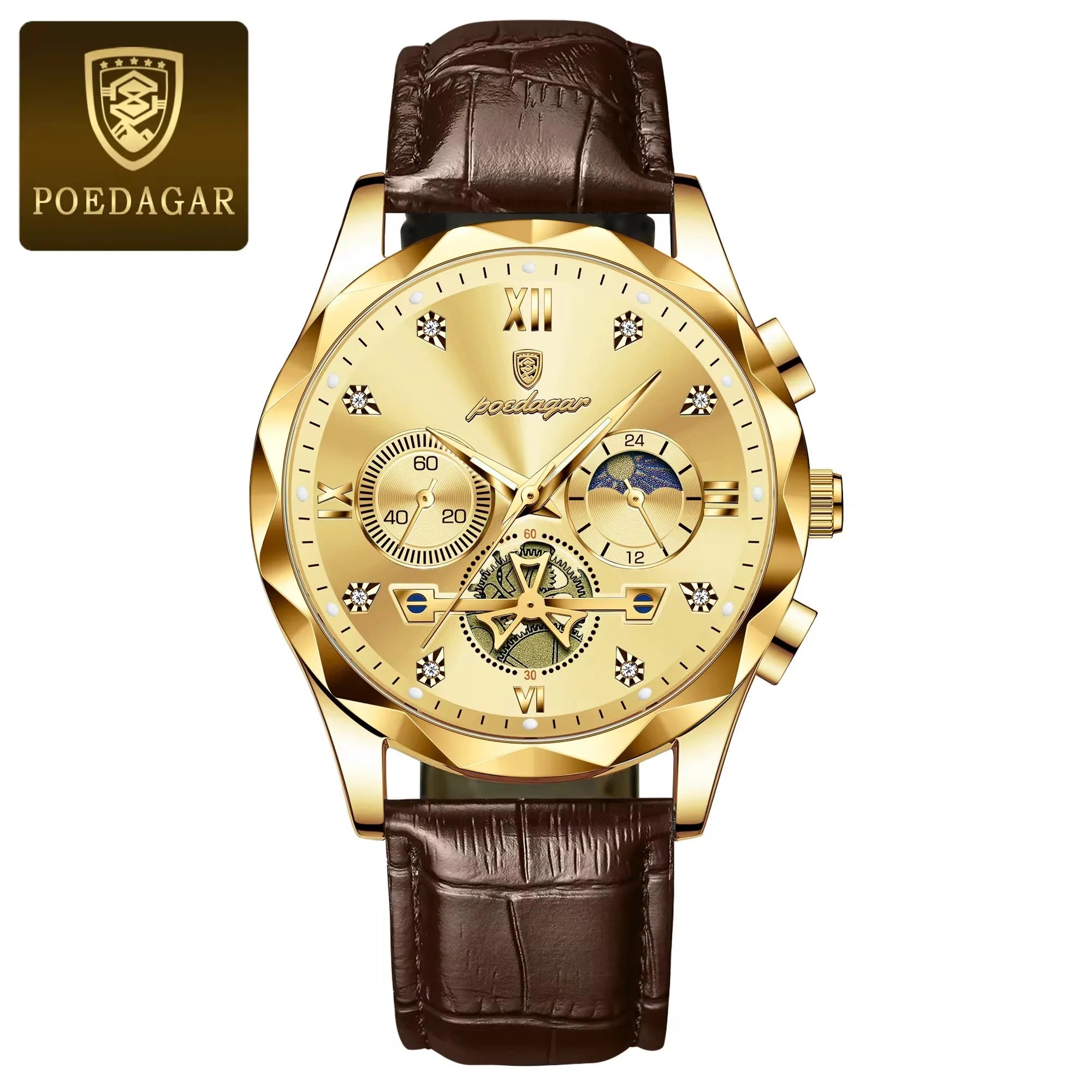 POEDAGAR 996 Luxury Business Man Wristwatch Leather Men's Watches Waterproof Luminous Male Watch for Men Quartz Clock Reloj