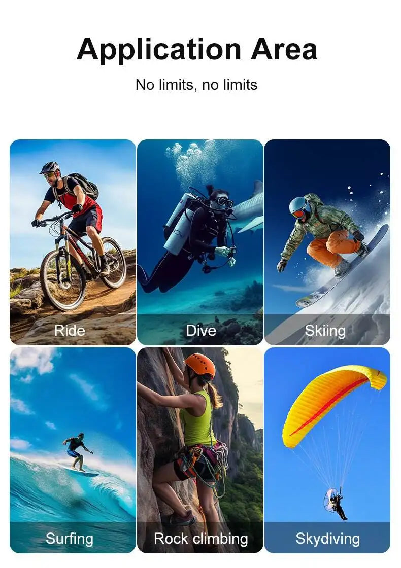 4K Camcorder 60Fps Action Camera with Waterproof Function CMOS Imaging Sensor Video Media Type Black Color Sport Vlogging