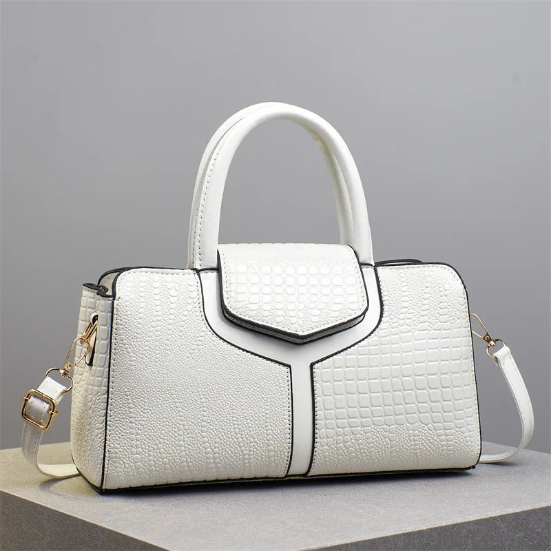 New Versatile Large Purses Fashionable Leather Crocodile Retro Simple Elegant and Elegant Women Handbags