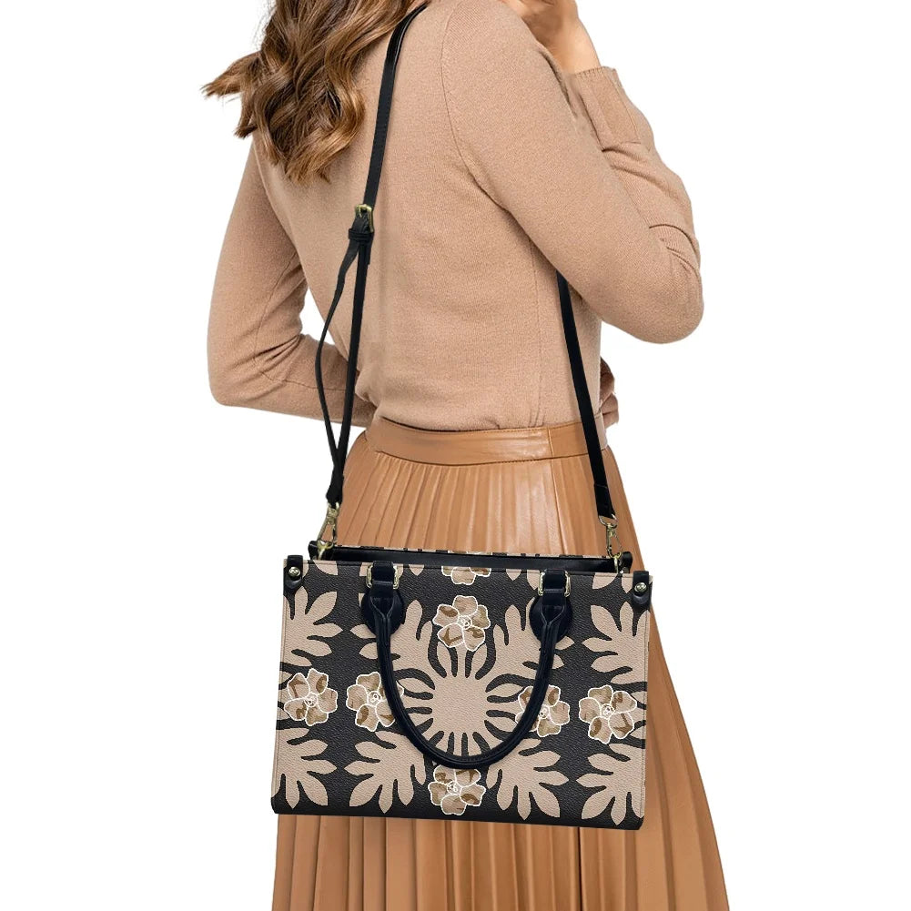 Black and White Tribal Polynesian Printed Bags Women Handbags Ladies Luxury Women Shoulder Bags High Quality Pu Leather Handbag