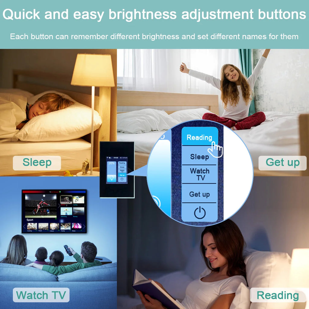 Lanbon Tuya Wifi Smart Dimmer Switch L8 LCD Touch Panel Zigbee Light Wall Switch Smart Home for Bedroom House Alexa