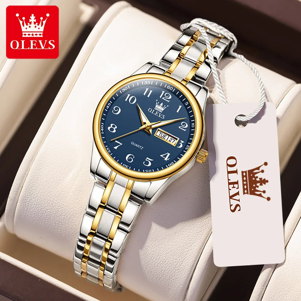 New Olevs 5567 Luxury Fashion Men's Watches Lover's Business and Simple Couple Relojes Watches Women Quartz Watch for Men Ladies