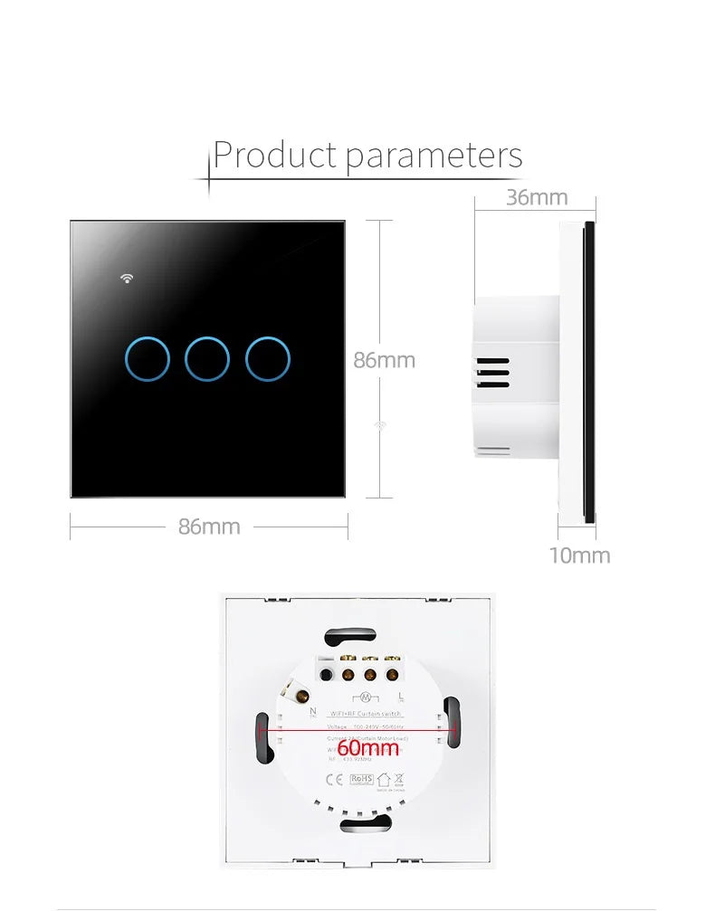 Tuya WIFI Switch Alexa Voice Control EU Standard Smart Switch 1/2/3 Smart Home Universal Type or Live Neutral Type