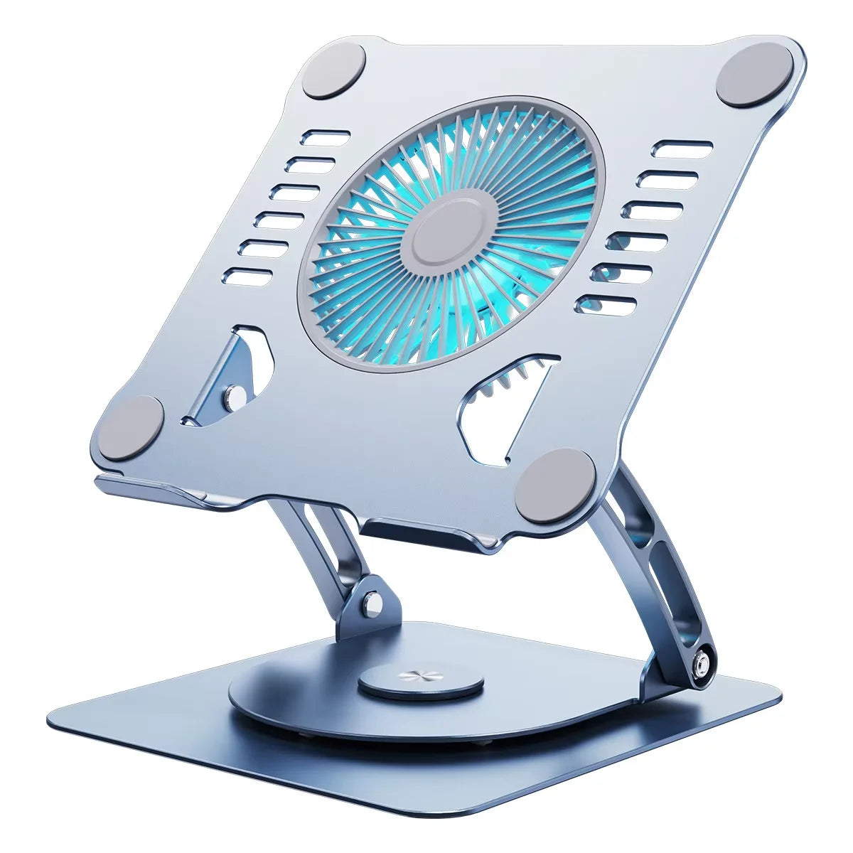 Adjustable Aluminum Laptop Stand With Cooling Fan 360 Rotation Foldable Ergonomic Laptop Holder for Office Business Gift OEM ODM