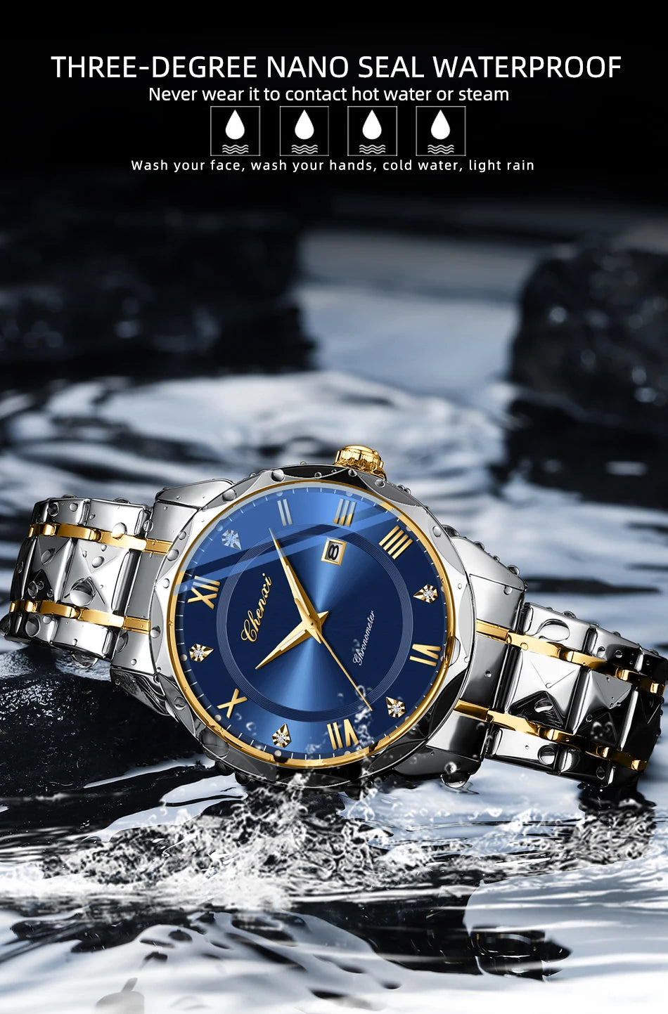 CHENXI 682 New Men's Watches Business Calendar Watch for Men Fashion Sport Waterproof Luminous Calendar Quartz Male Wristwatch