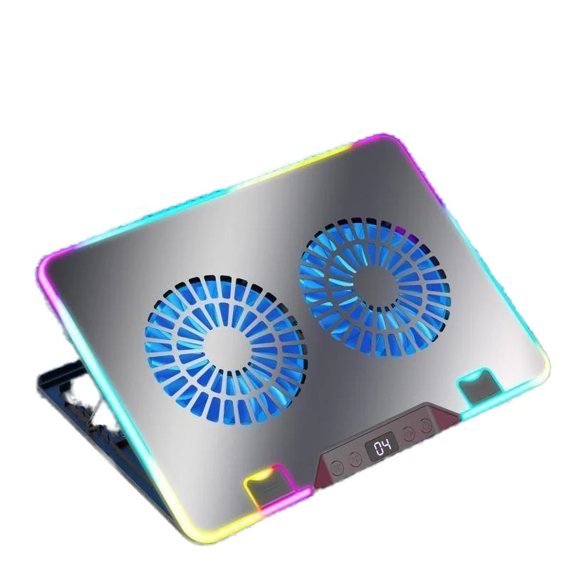 Changchangshun F36-2 Double Fans RGB Silent Air-Cooled Laptop Cooling Pad for 18'' Laptops ABS Material