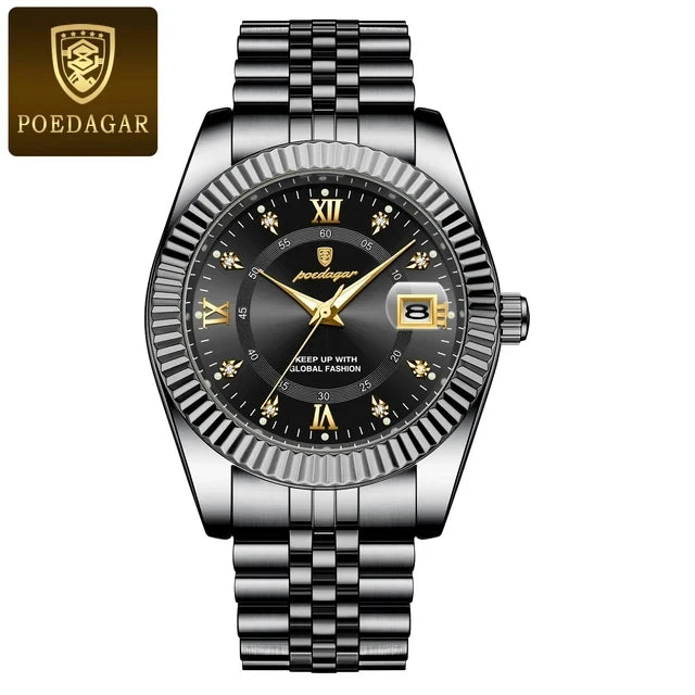POEDAGAR 910 New Luxury Sport Wrist Watch for Man Waterproof Luminous Date Men Watch Quartz Stainless Steel Men's Watches Reloj