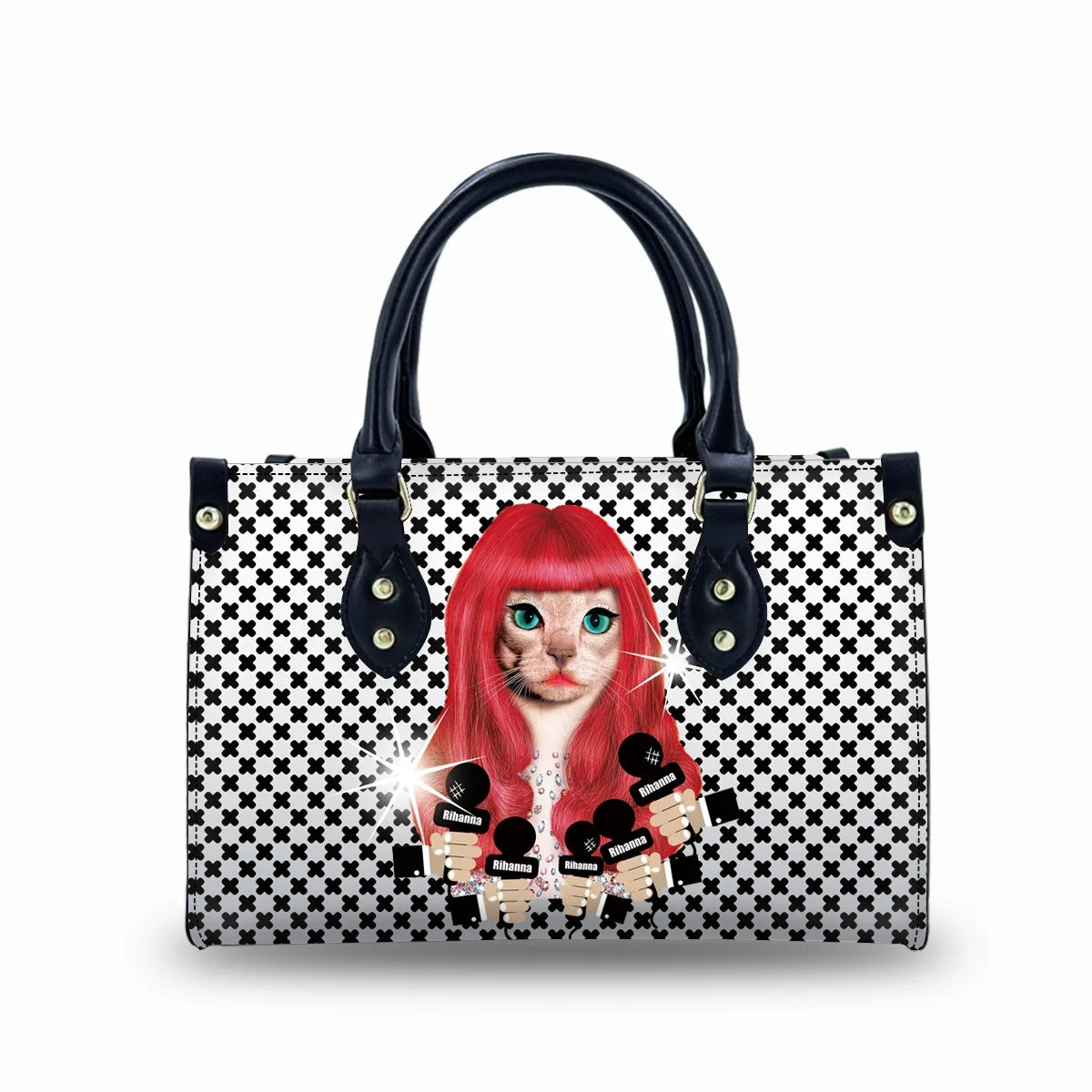 New Cat Pattern Hard Botton Tote Bag Women Handbags Ladies 2023 Luxury Leather Beautiful Ladies Handbags