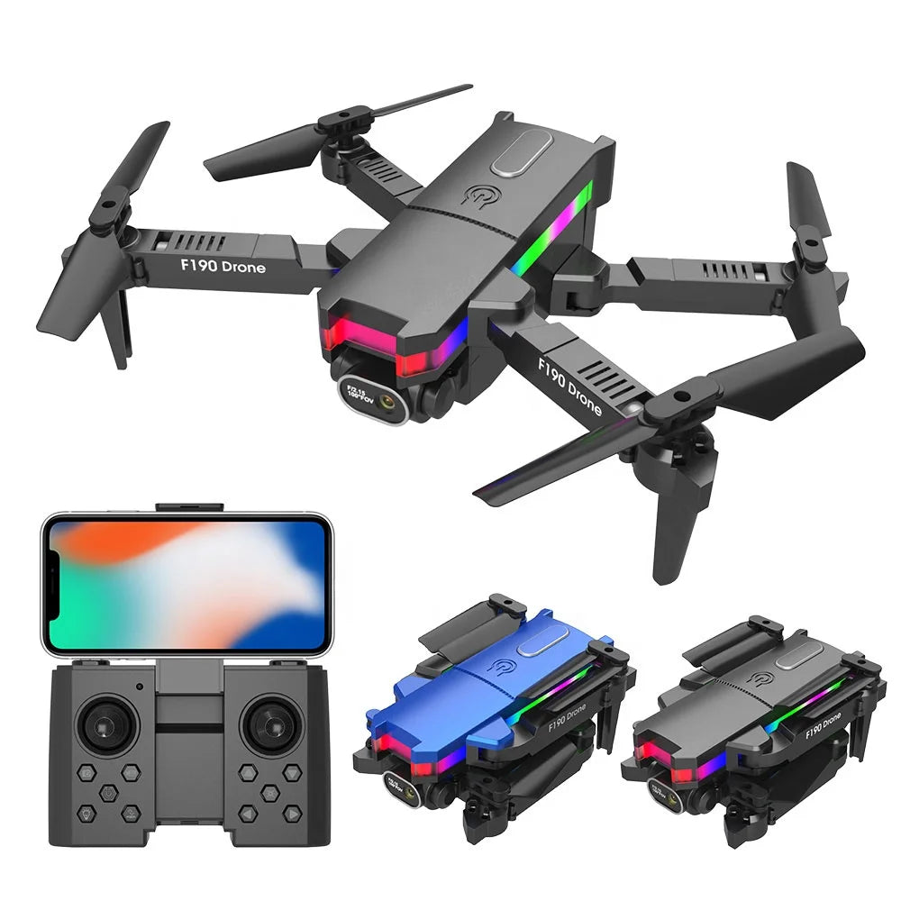 New F190 Drone Foldable RC Quadcopter with 4K HD Dual Camera Wifi FPV Toys Mini Drone V E58 E99 K3 F189