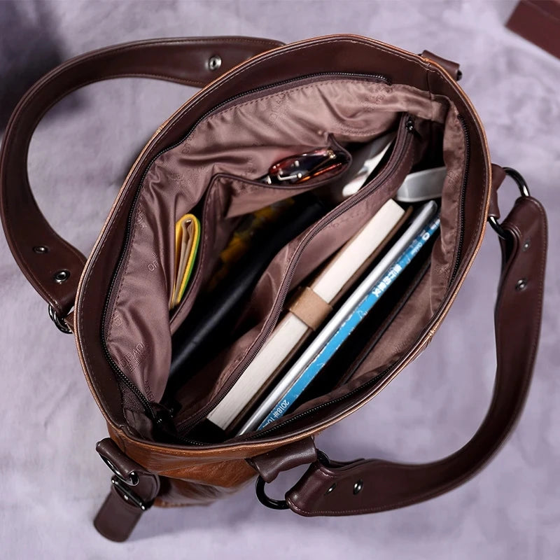 New Fashion Casual Tote Bag Women Handbags Soft Leather Shoulder Bags Vintage Big Capacity Crossbody Hand Bag for  Ladies