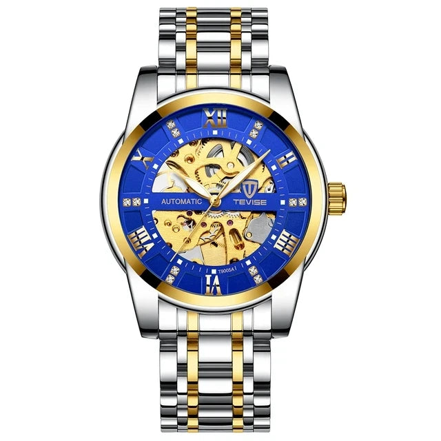 TEVISE T9005A 9005A Luminous Hands Automatic Wristwatches Waterproof Mechanical Hollow Out Stainless Steel Men's Watches for Men