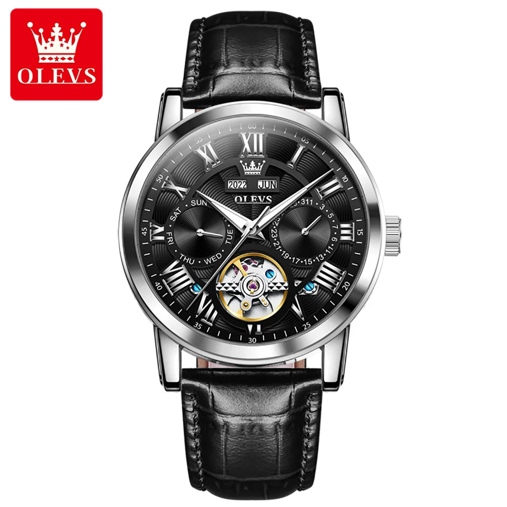 Hot OLEVS 6668 Men's Watches Original Quartz Watch Waterproof Luminous Stainless Steel Wristwatch Male Week Date Hours