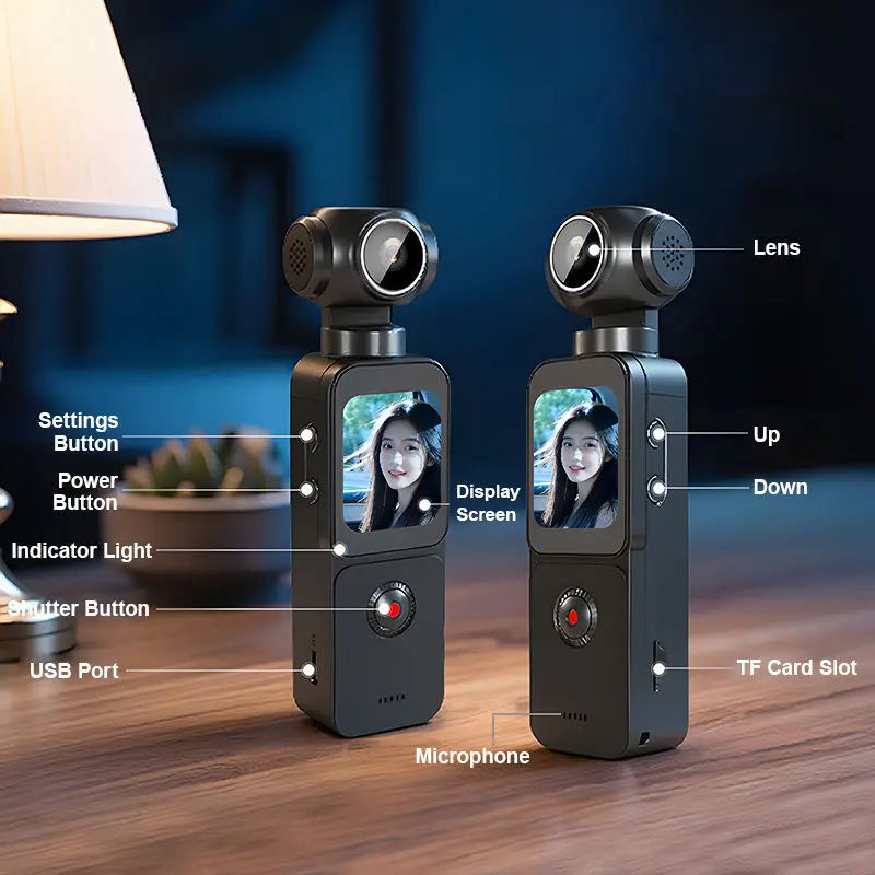 2026 New Touch Screen Action Camera WiFi Multi-function 4K 270 Degree Support Face Tracking Function Sport Pocket Action Camera