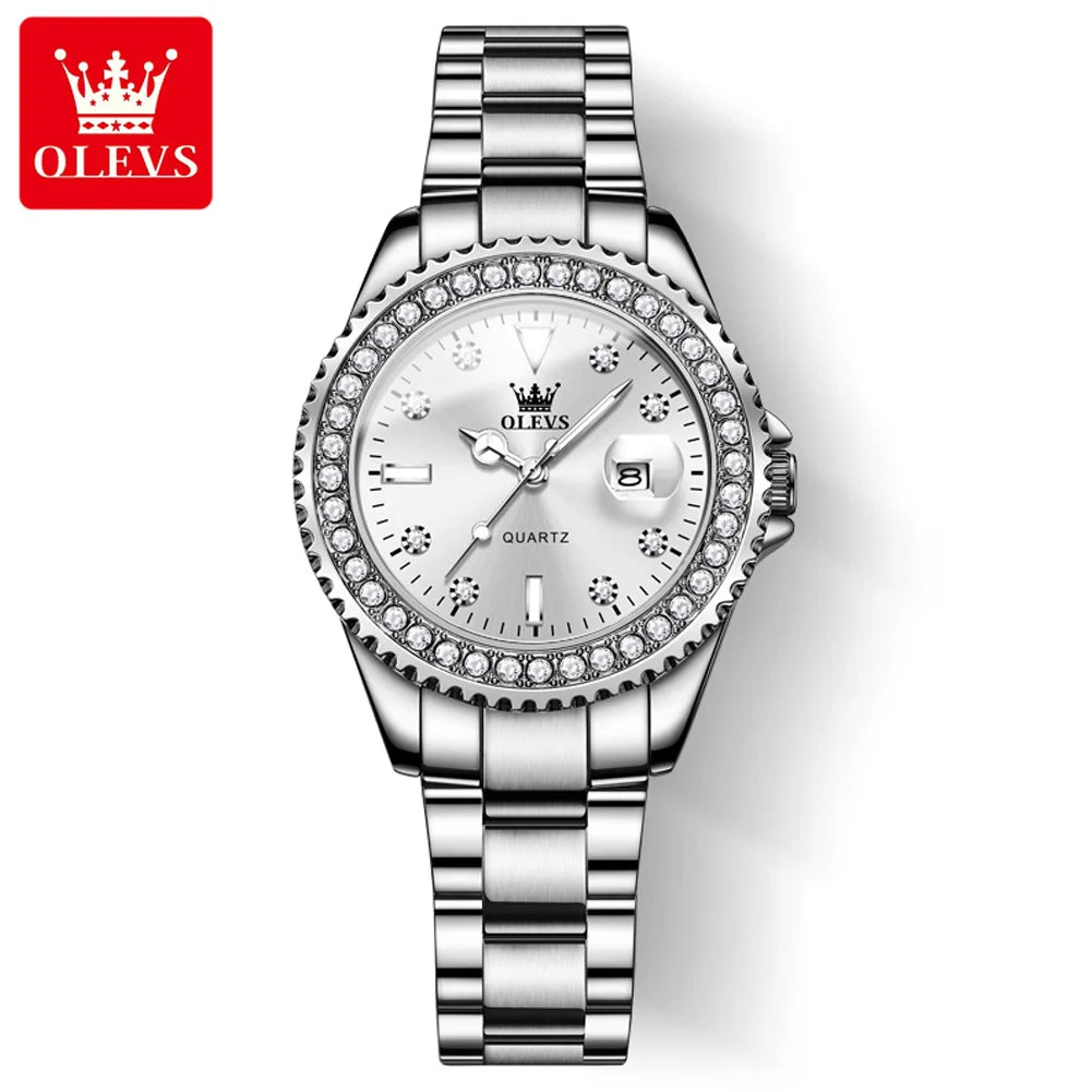 OLEVS Women's Watches Top Brand Original Quartz Ladies Waterproof Date New Arrival Luxury Diamond Wristwatch 9945