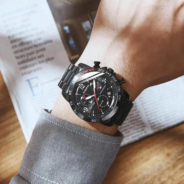 OCHSTIN 6123B GQ6123B Leisure Stainless Steel Strap Sports Multi Functional Quartz Movement Chronograph Waterproof Men's Watches